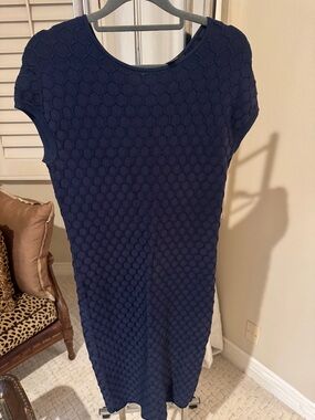Pink Tartan Navy Textured Midi Dress